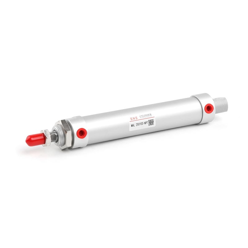 Sns Pneumatic 25mm Bore 100mm Stroke NPT1/8 Aluminum Alloy Mini Air Cylinder Double Action MAL25x100 - Image 1